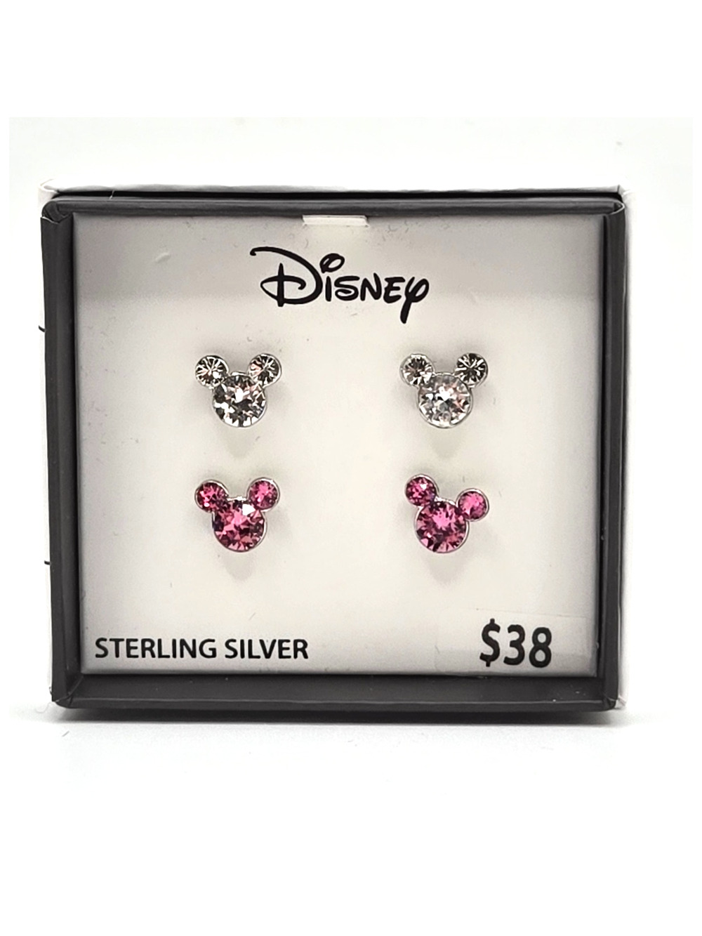 NEW Disney Sterling Silver Crystal Mickey Earrings Set